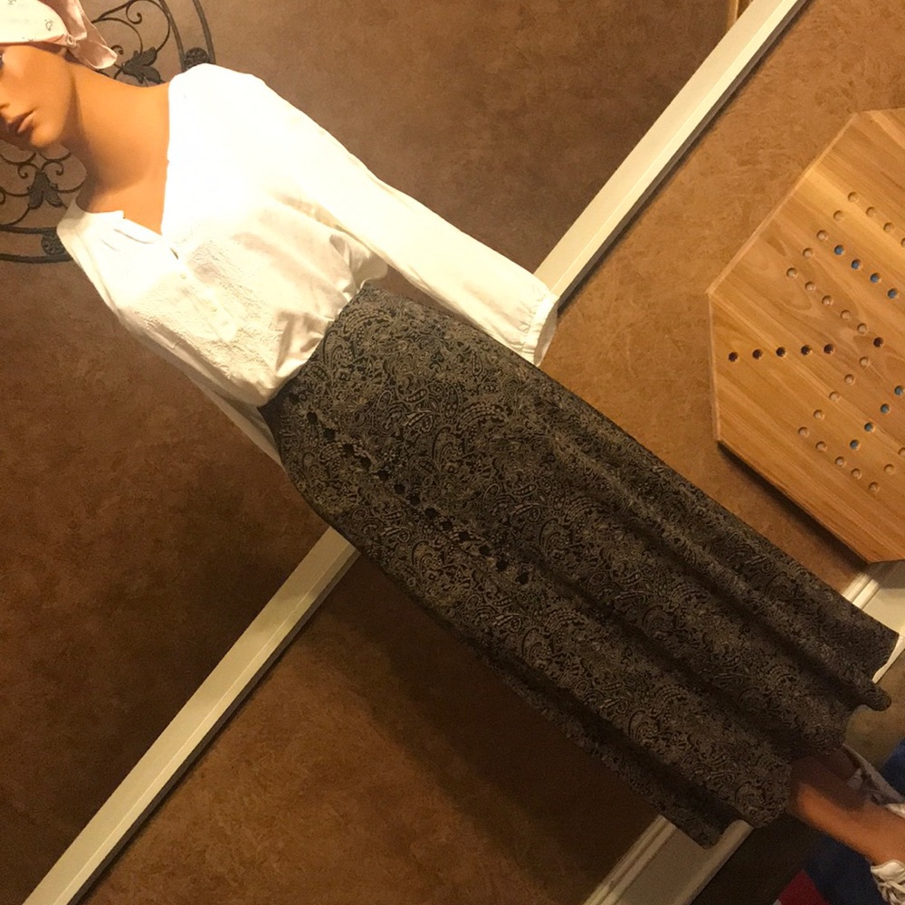 Gold Floral Print Skirt